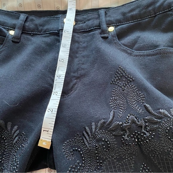 Juicy Couture Black Embroidery Beads Denim Skinny Stretch Boho Cowgirl Jeans 29 - Picture 14 of 15